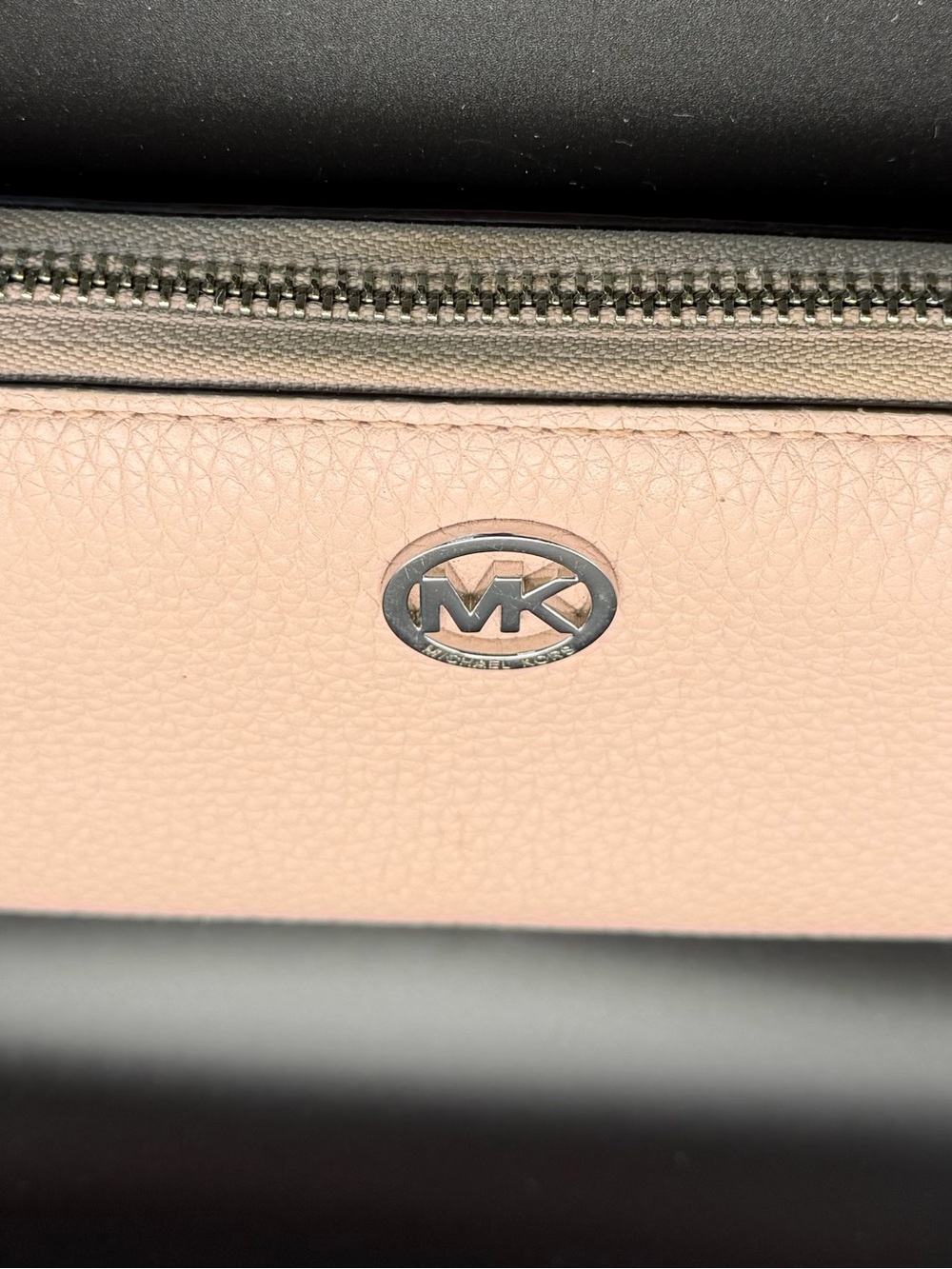 Michael Kors Silver Logo on Blush Pink Pebbled Leather Wallet